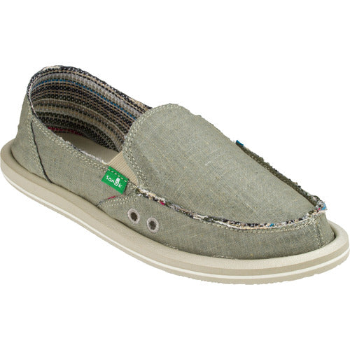 Chaussures Sanuk Donna - Modèle Trottoir Surfeurs En Toile Vieilli, Couleur Olive - Taille SWF11137, Neuves Sans Boîte