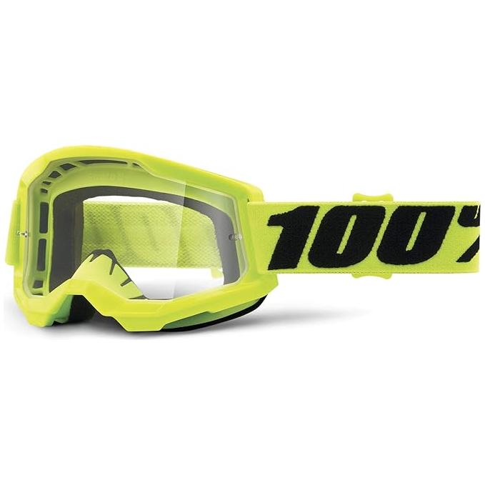 100% Strata 2 Moto/MTB Goggle - Neon Yellow; Clear