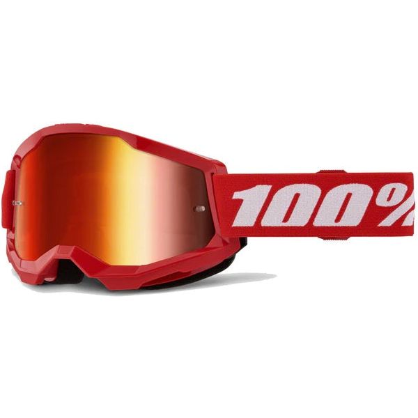 100% Strata 2 Moto/MTB Goggle - Red; Clear