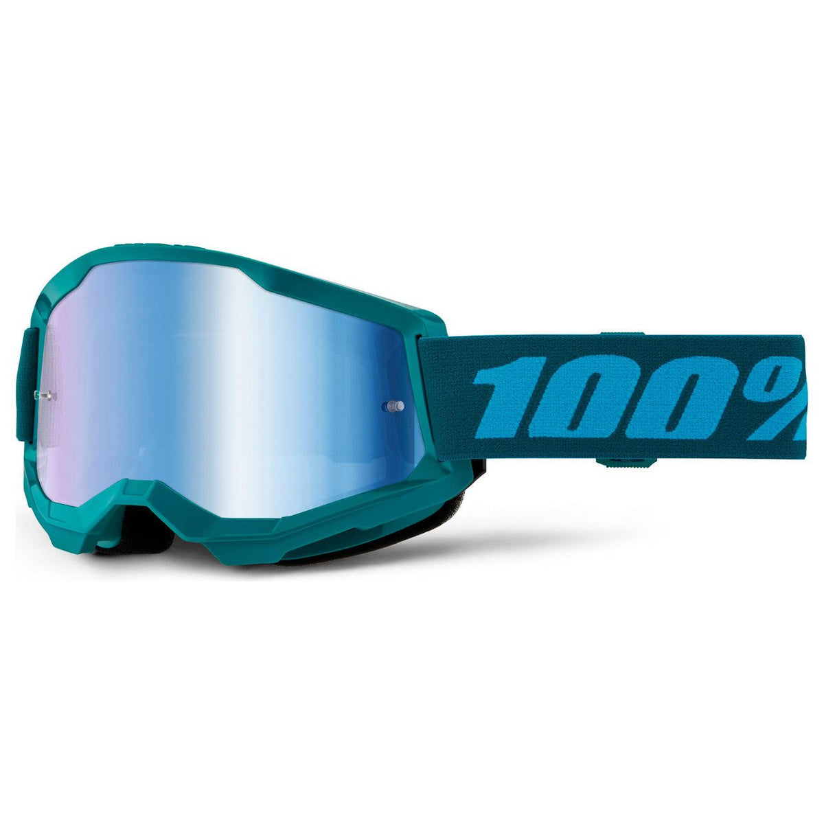 100% Strata 2 Moto/MTB Goggle - Stone; Mirror Blue