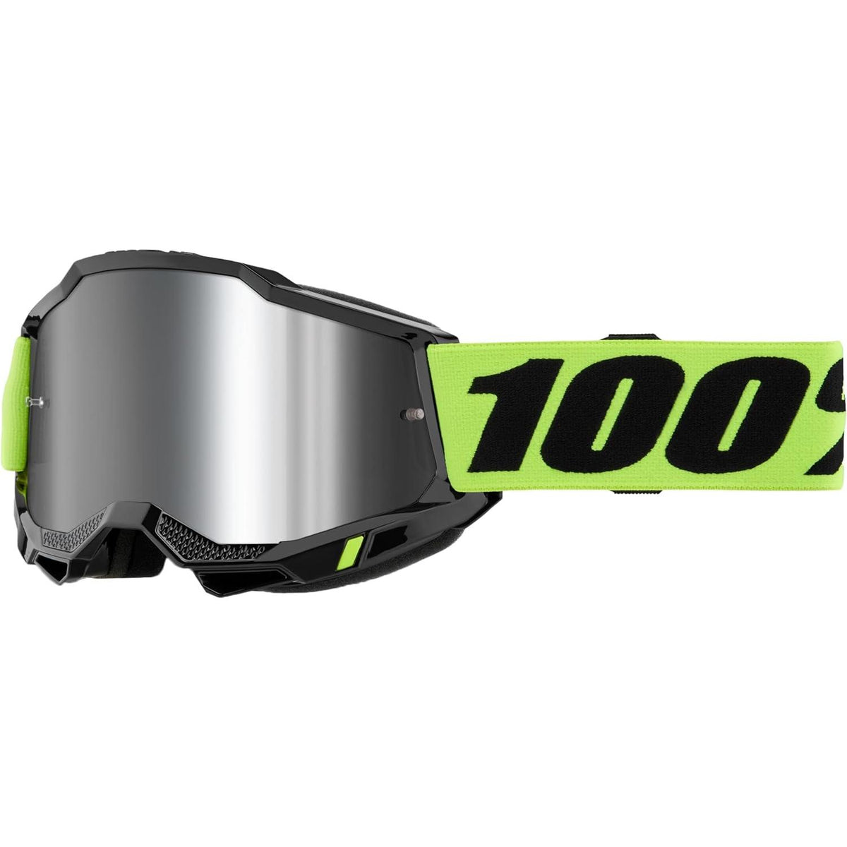 100% Accuri 2 Moto/MTB Goggle - Neon Yellow; Mirror Silver