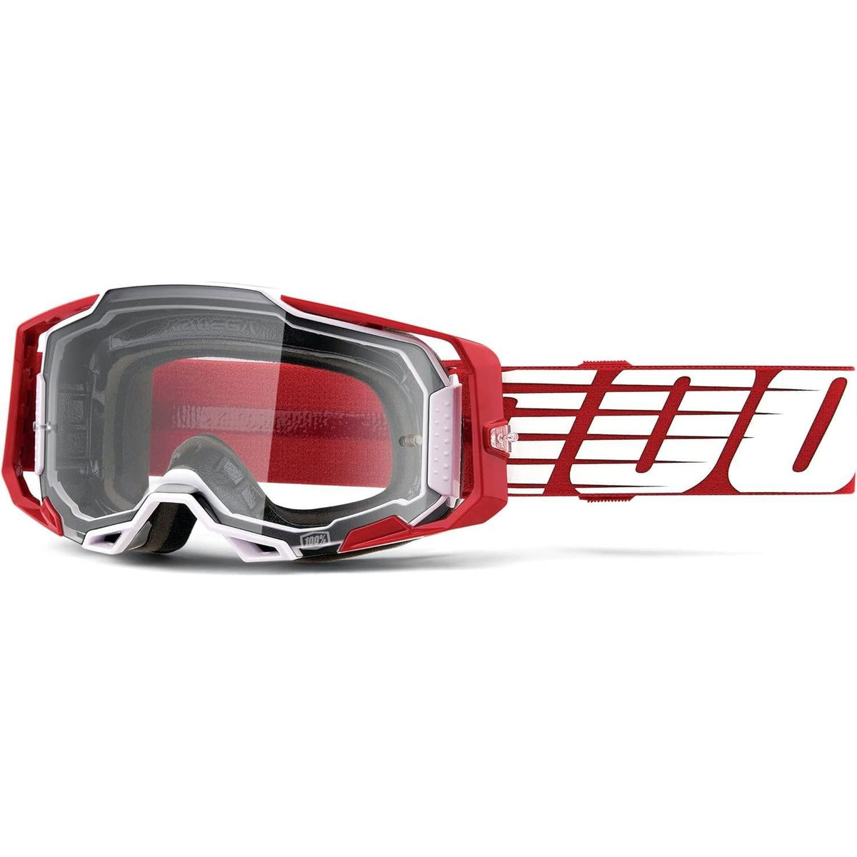 100% Armega Moto/MTB Goggle -  Oversized Deep Red; Clear