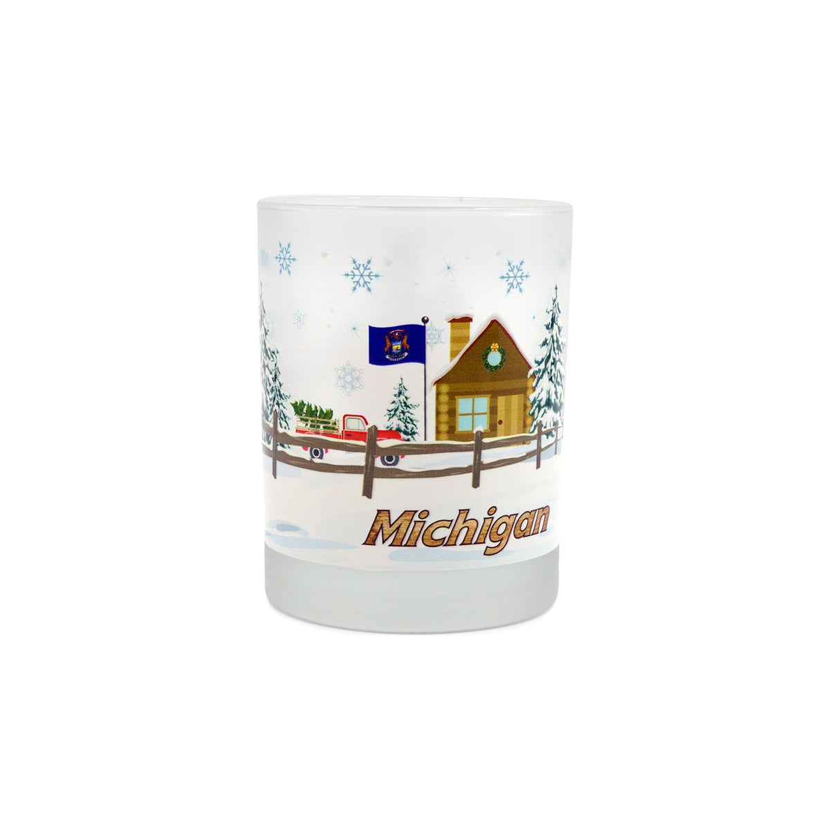 Home for the Holidays Double Old-Fashioned 14oz. Rocks Glasses - Christmas in Michigan - Set of 4