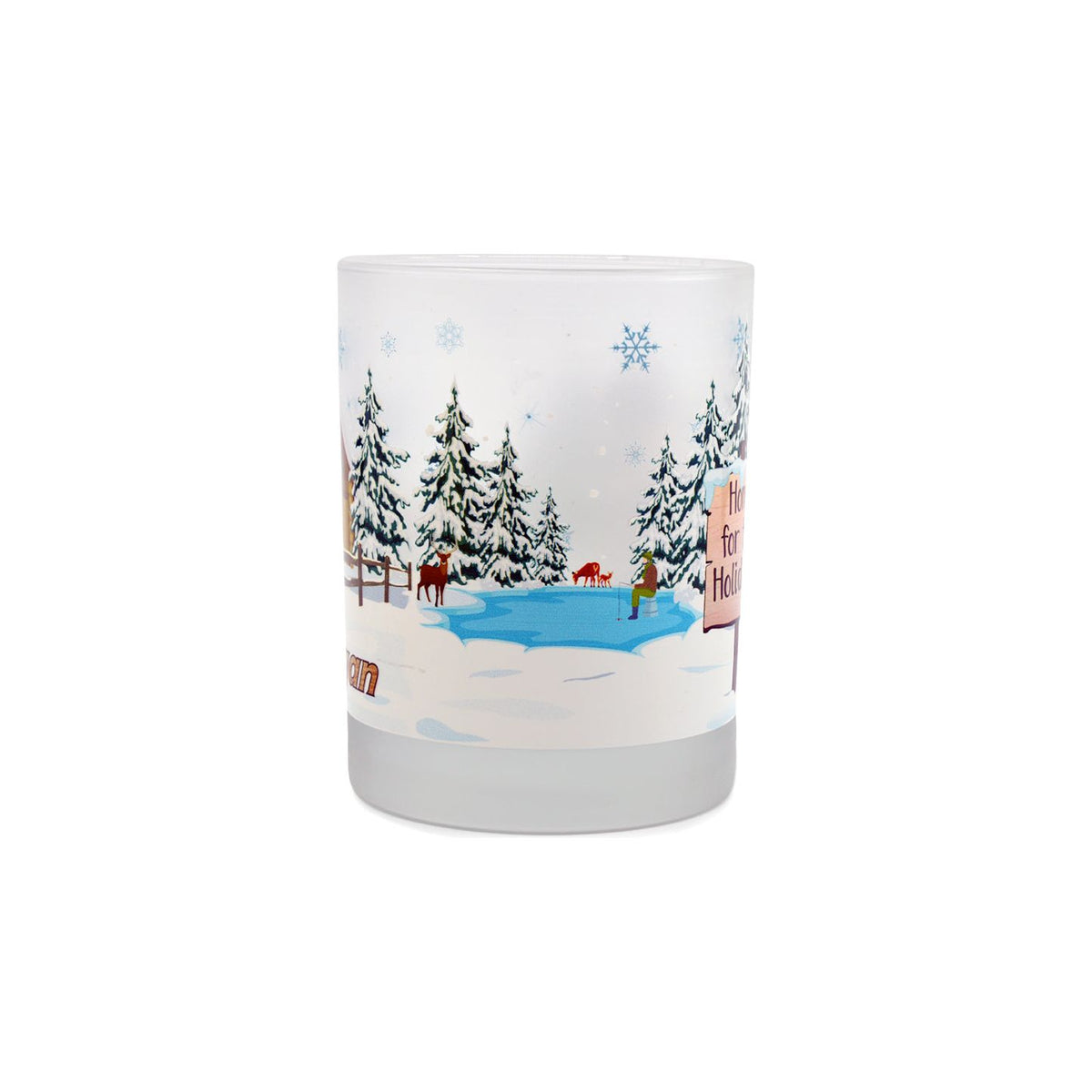 Home for the Holidays Double Old-Fashioned 14oz. Rocks Glasses - Christmas in Michigan - Set of 4