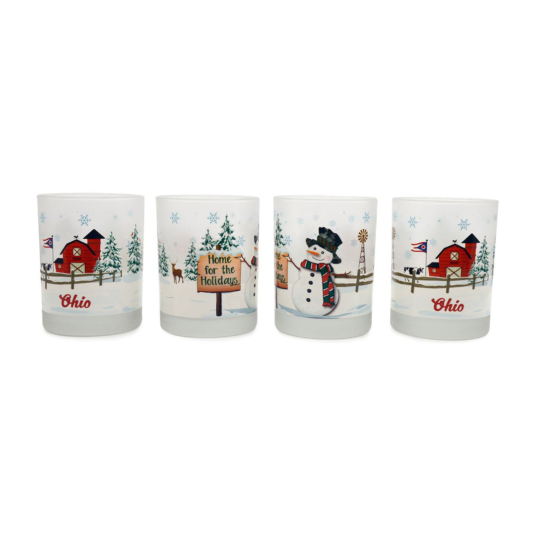 Home for the Holidays Double Old-Fashioned 14oz. Rocks Glasses - Christmas in Ohio - Set of 4