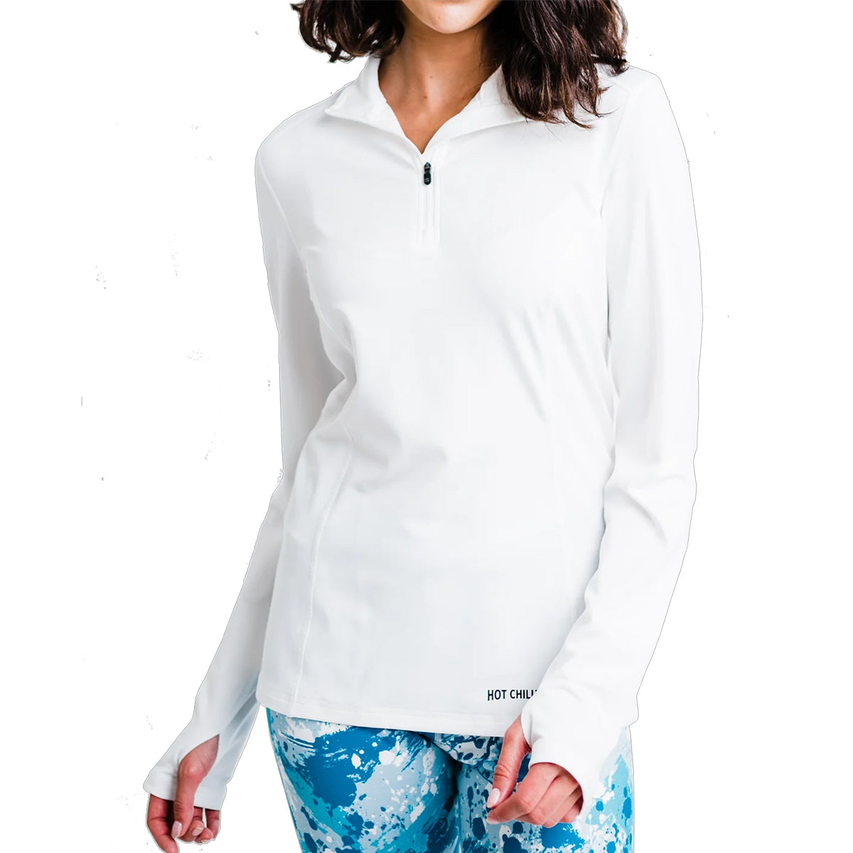 Hot Chillys Women's Micro-Elite Chamois Solid Zip-T