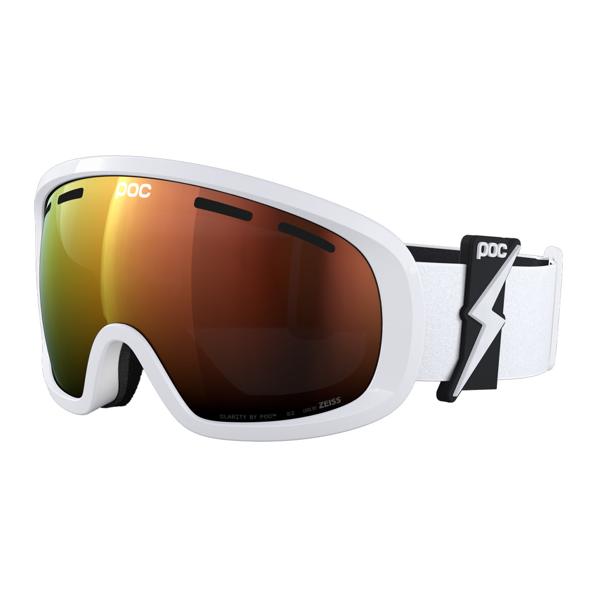 POC Sports Fovea Mid Goggles - Blixten White; Partly Sunny Orange