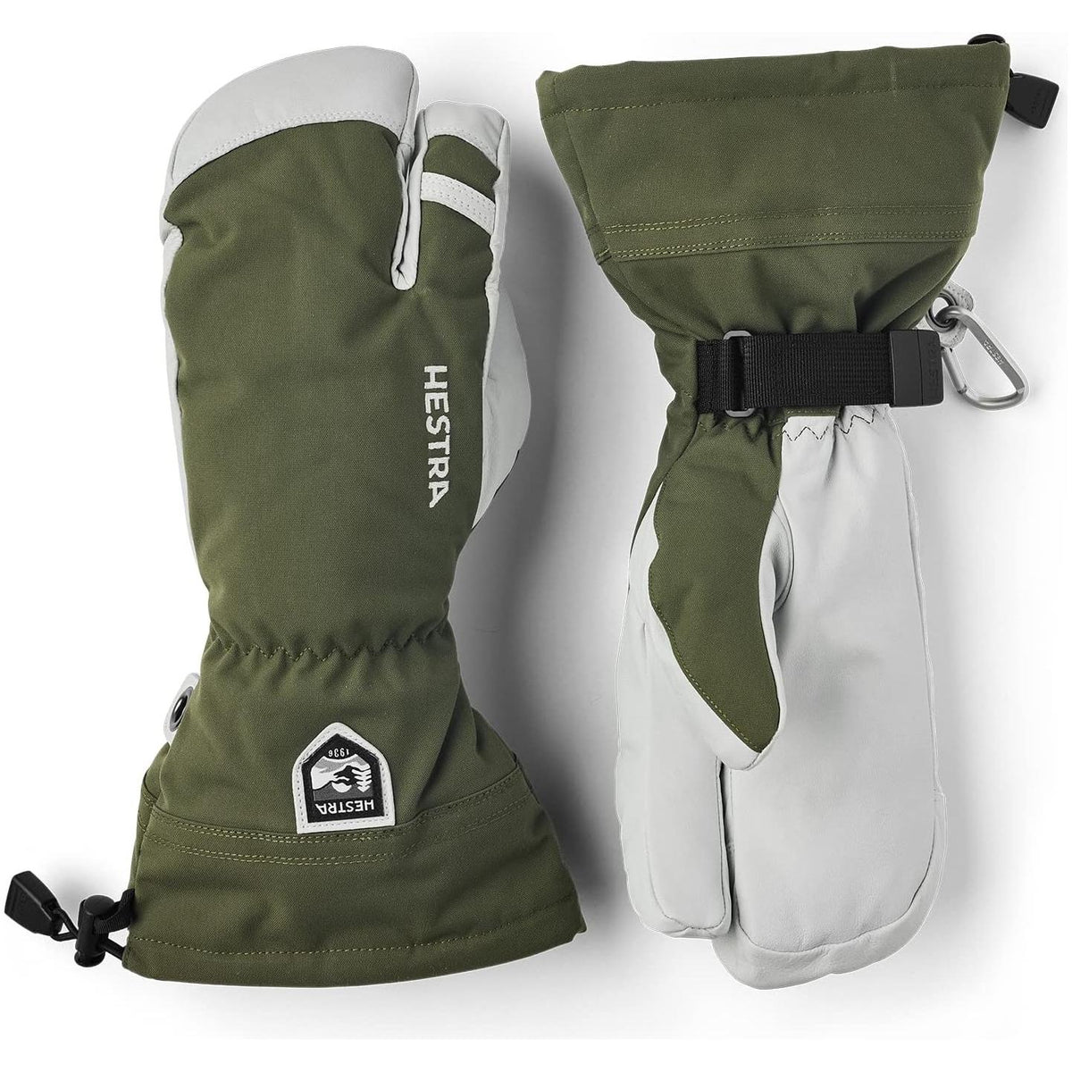Hestra Army Leather Heli Ski 3-finger Glove - Olive - 8
