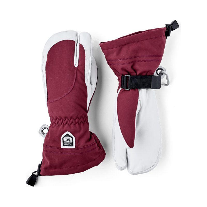 Hestra Women&#39;s Heli Ski 3-Finger Glove - Bordeaux/Off White - 5