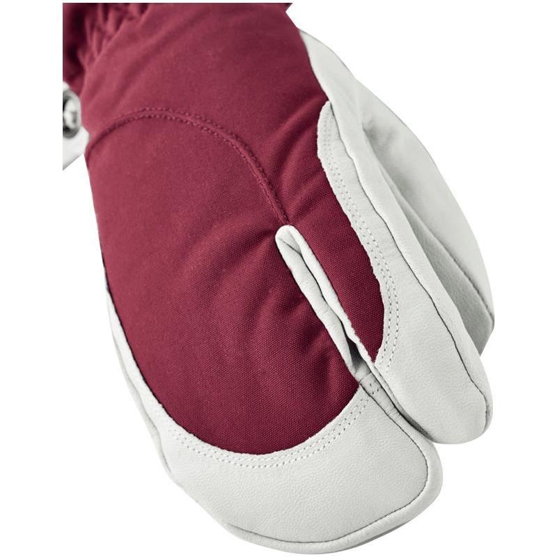 Hestra Women&#39;s Heli Ski 3-Finger Glove - Bordeaux/Off White - 5