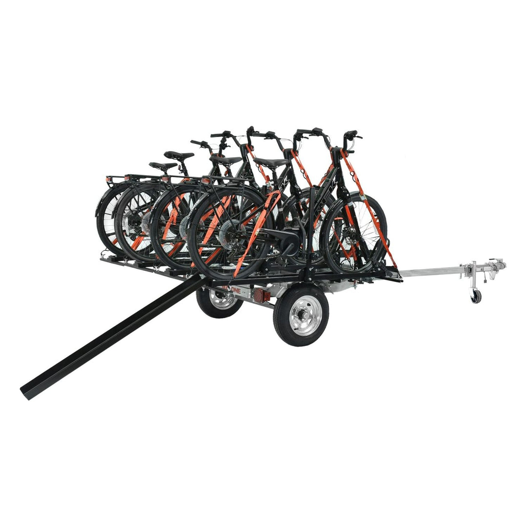 Malone MPG464-B4 MicroSport LowBed 4 E-Bike Trailer Package (4 E-Bike Racks, Kick Stand, Spare Tire)