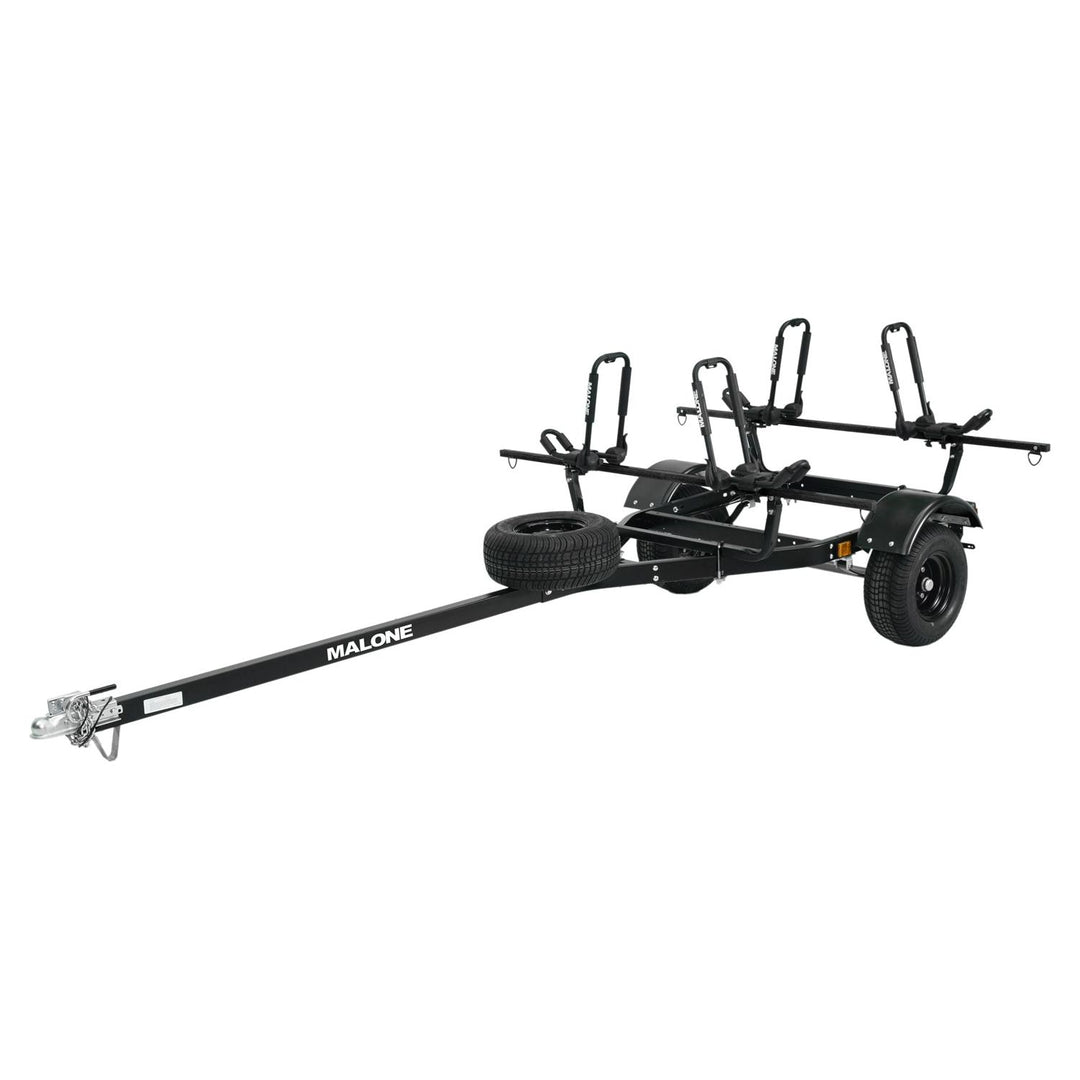 Malone MPG441G2-BLK MicroSport Off-Road 2 Kayak Trailer Package (2 Sets FoldAway-J, Spare Tire)