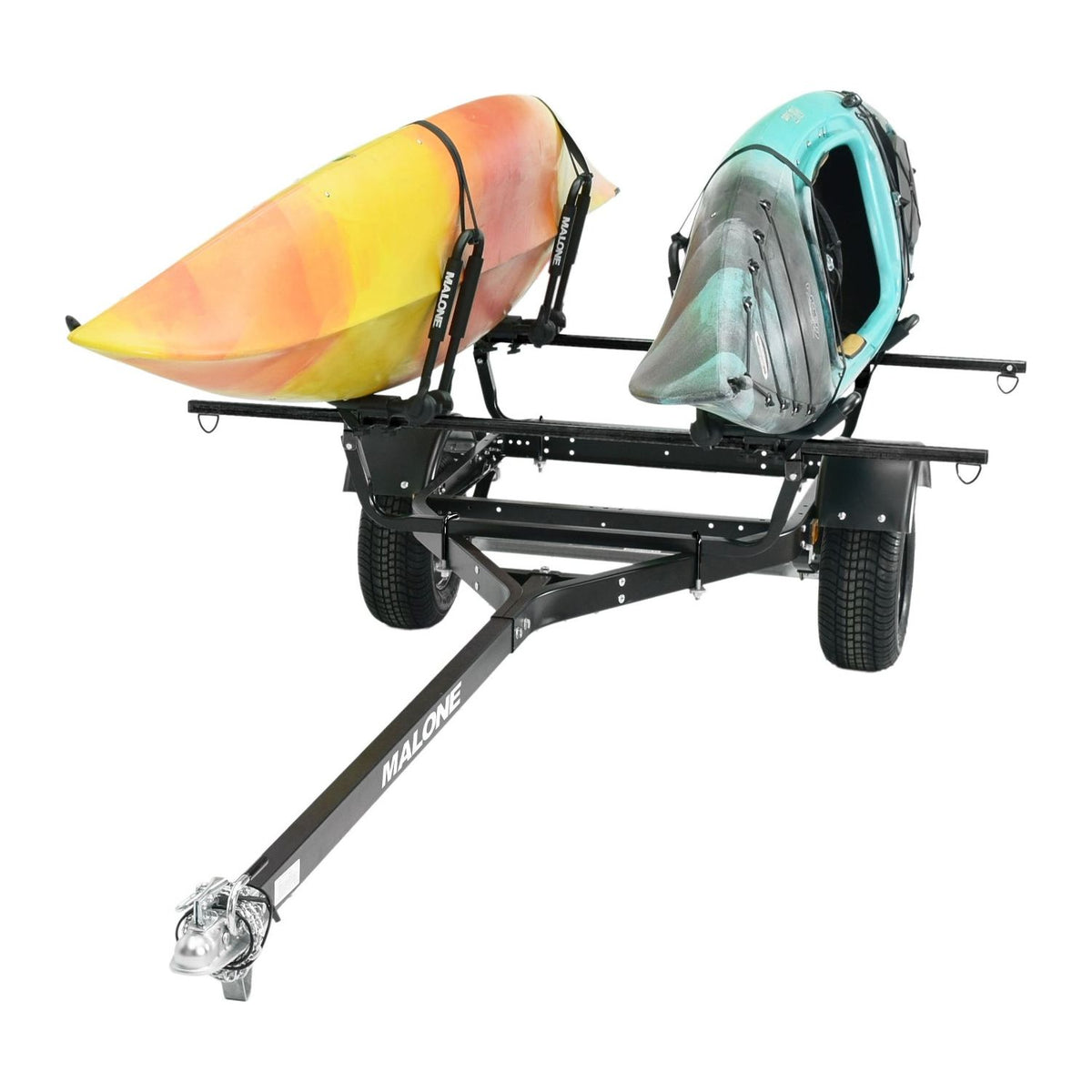 Malone MPG441G2-BLK MicroSport Off-Road 2 Kayak Trailer Package (2 Sets FoldAway-J, Spare Tire)