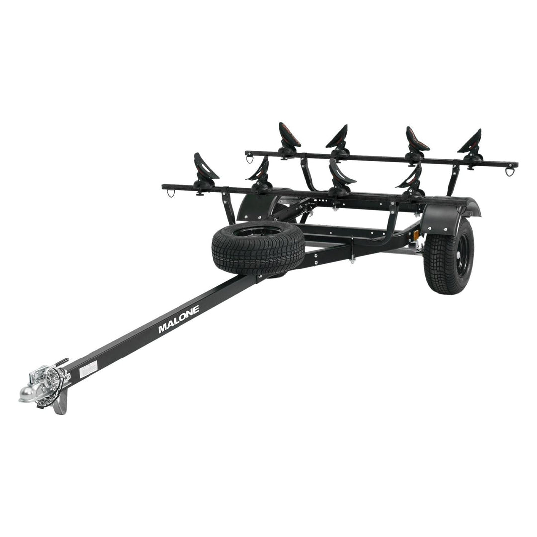 Malone MPG441GU-BLK MicroSport Off-Road 2 Kayak Trailer Package (2 Sets Saddle Up Pro, Spare Tire)