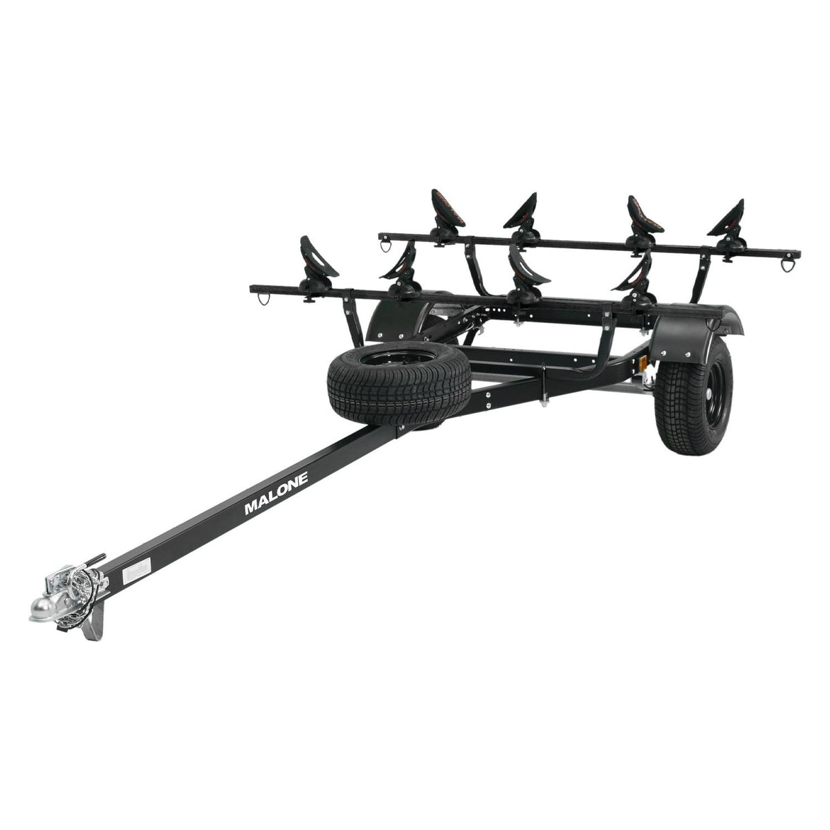 Malone MPG441GU-BLK MicroSport Off-Road 2 Kayak Trailer Package (2 Sets Saddle Up Pro, Spare Tire)