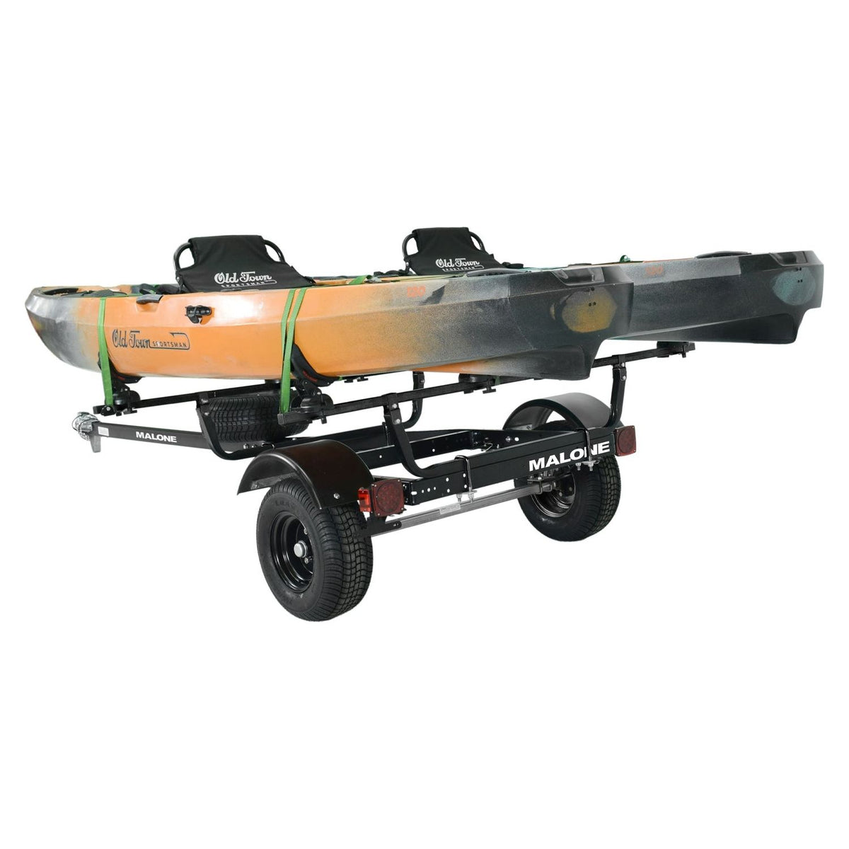 Malone MPG441GU-BLK MicroSport Off-Road 2 Kayak Trailer Package (2 Sets Saddle Up Pro, Spare Tire)