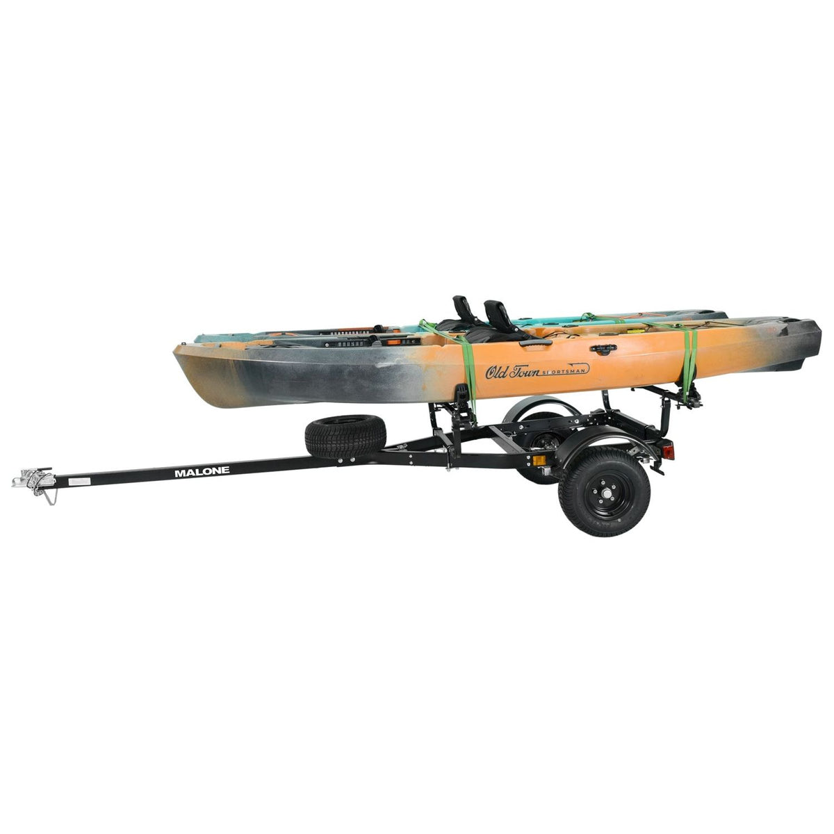 Malone MPG441GU-BLK MicroSport Off-Road 2 Kayak Trailer Package (2 Sets Saddle Up Pro, Spare Tire)