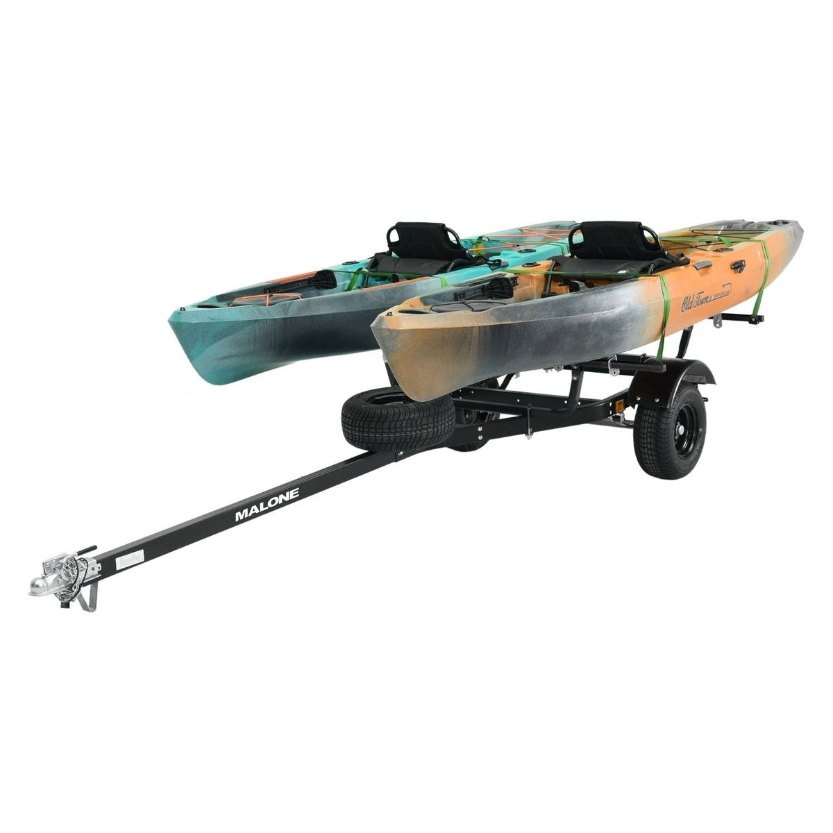 Malone MPG441B2-BLK MicroSport Off-Road 2 Kayak Trailer Package (2 Sets Bunks, Spare Tire)