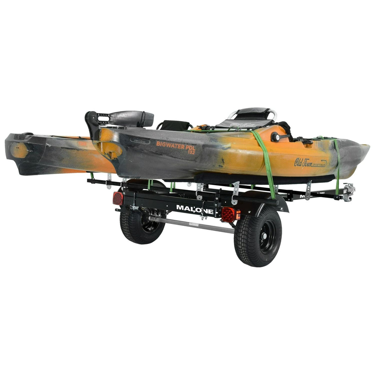 Malone MPG444LBB-BLK MicroSport Off-Road LowBed 2 Kayak Trailer Package (2 Sets Bunks &amp; Spare Tire)