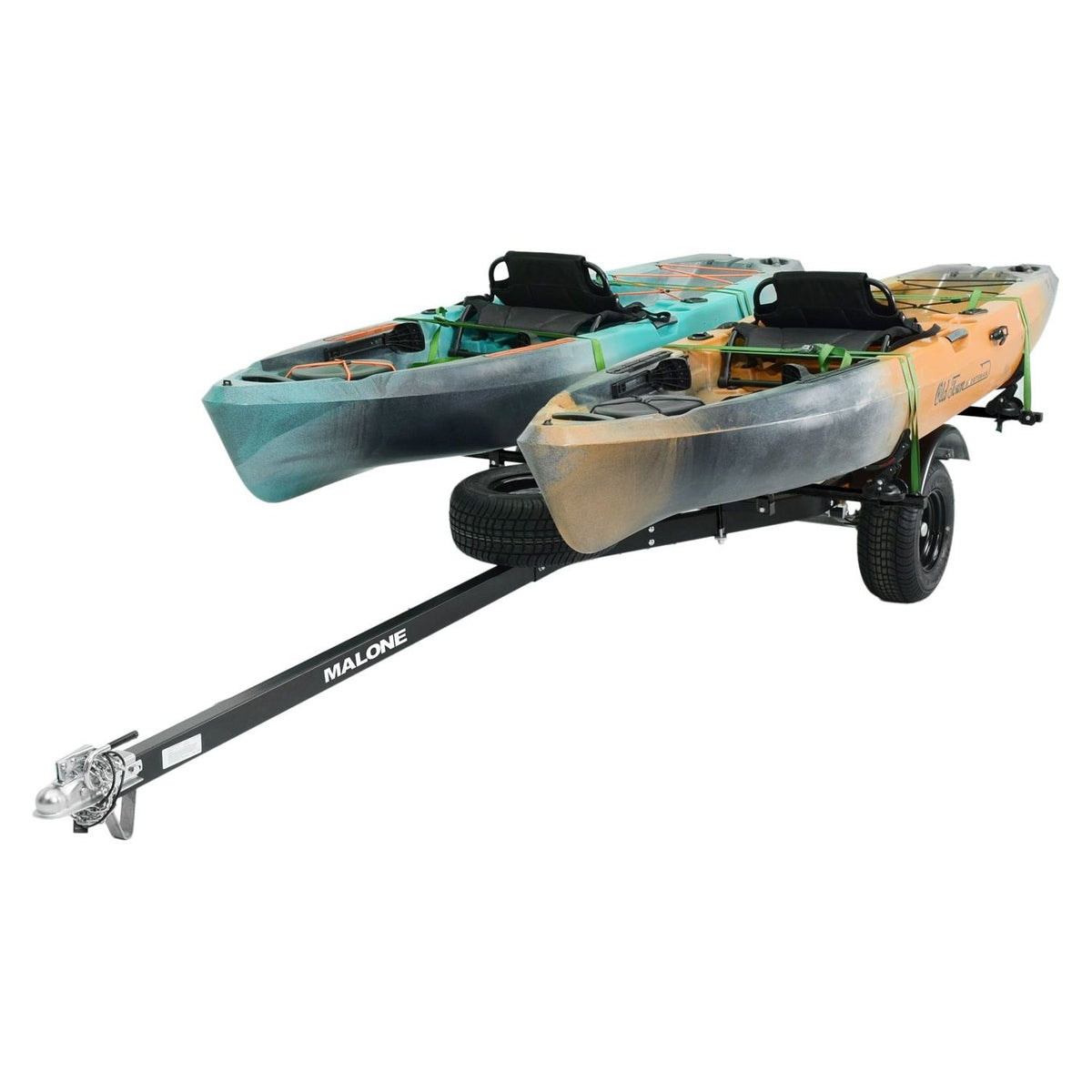 Malone MPG444LBS-BLK MicroSport Off-Road LowBed 2 Kayak Trailer Package (2 Saddle Up Pro & Spare Tire)