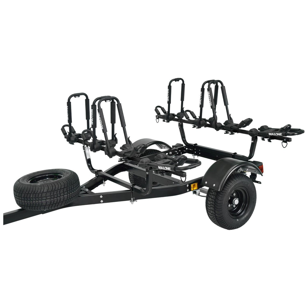 Malone MPG442G2-BLK MicroSport Off-Road 4 Kayak Trailer Package (4 Sets FoldAway-J, Spare Tire)