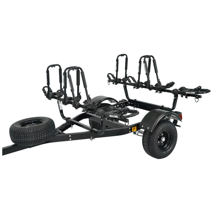 Malone MPG442G2-BLK MicroSport Off-Road 4 Kayak Trailer Package (4 Sets FoldAway-J, Spare Tire)
