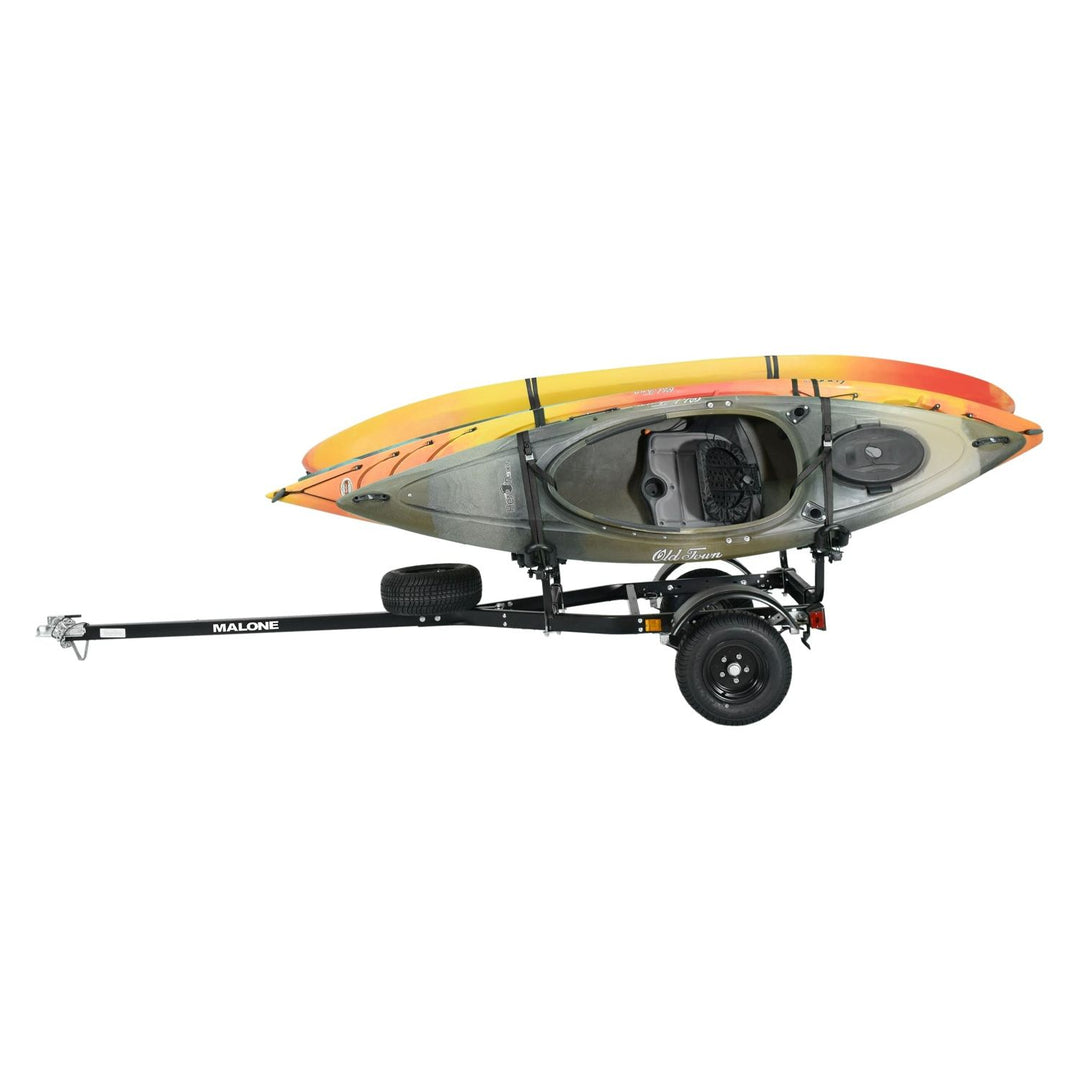 Malone MPG442G2-BLK MicroSport Off-Road 4 Kayak Trailer Package (4 Sets FoldAway-J, Spare Tire)