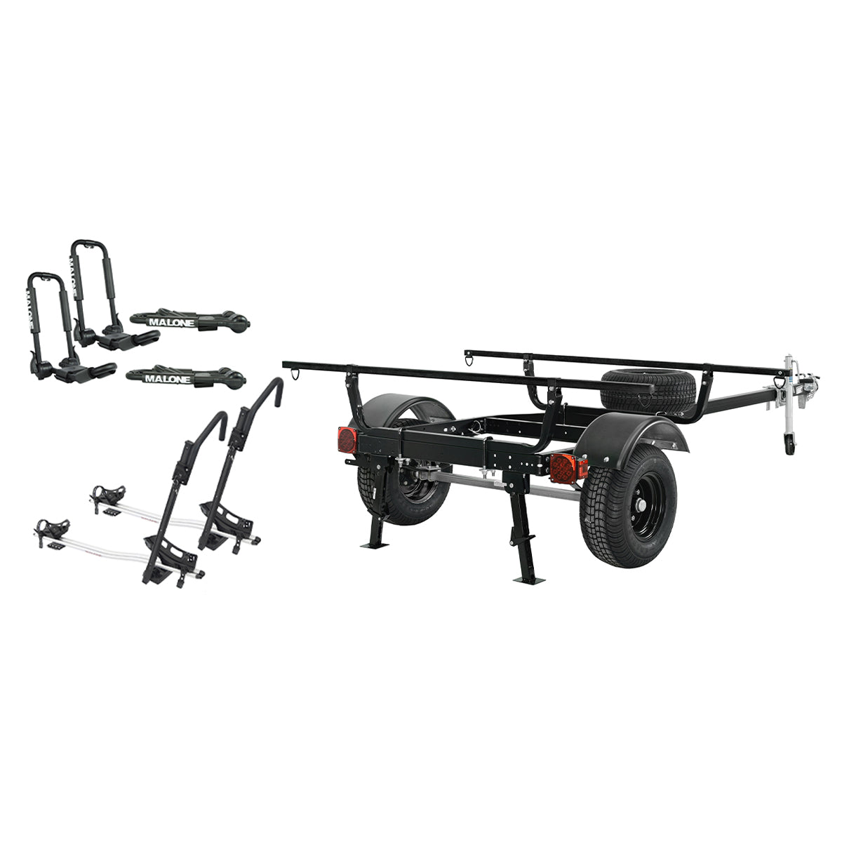 Malone MicroSport Overland Trailer Package (Rear Leveling Jacks, 2 Kayak Carriers, 2 Bike Carriers)