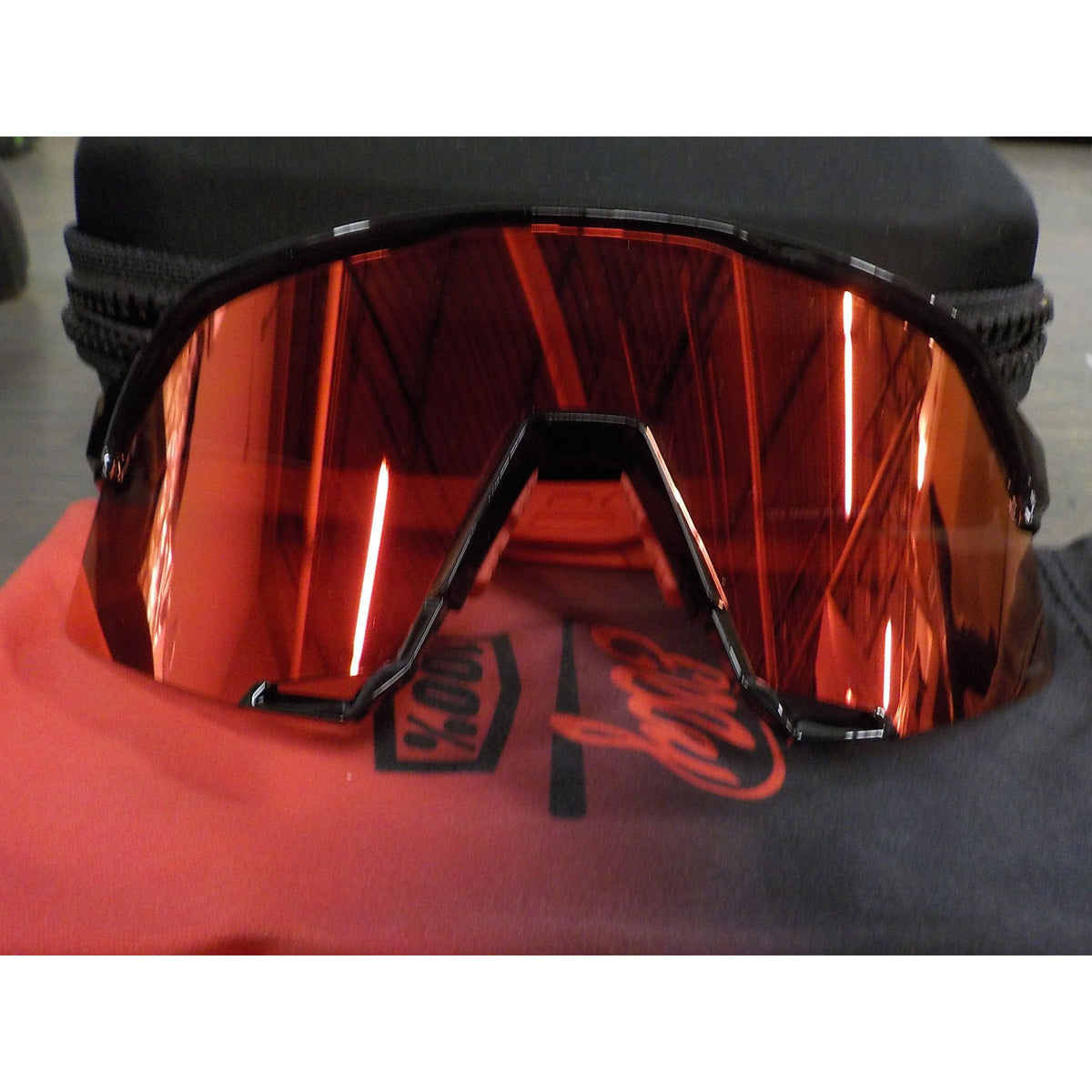 100% S3 LE Elly 24 Sunglasses - Gloss Black Matte Red; Hiper Fire Red Mirror - Used - Acceptable