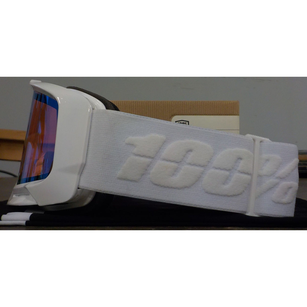 100% Okan Hiper Goggle - White/Turquoise; Mirror Turquoise - Used - Acceptable
