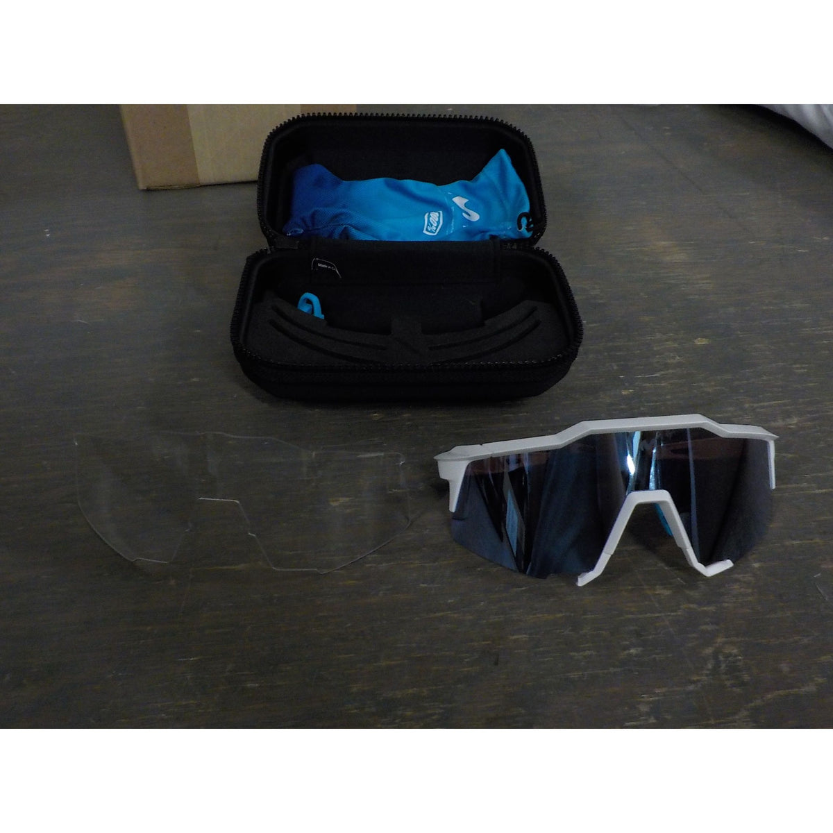 100% Speedcraft Sunglasses - Movistar Team White; HiPER Blue Multilayer Mirror - Used - Acceptable