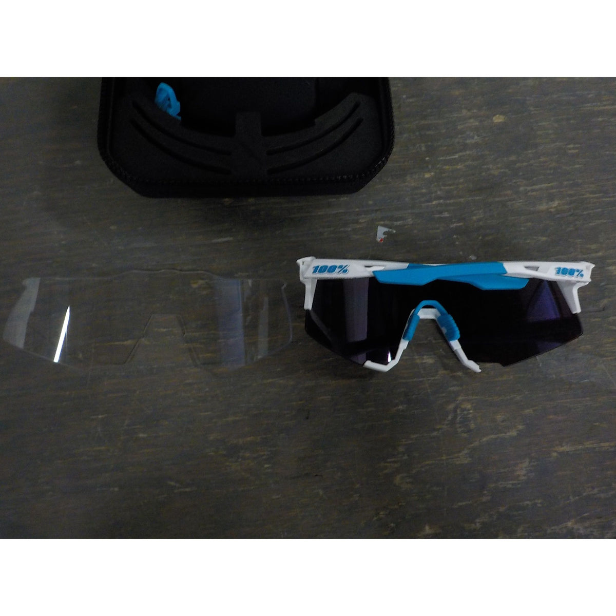 100% Speedcraft Sunglasses - Movistar Team White; HiPER Blue Multilayer Mirror - Used - Acceptable