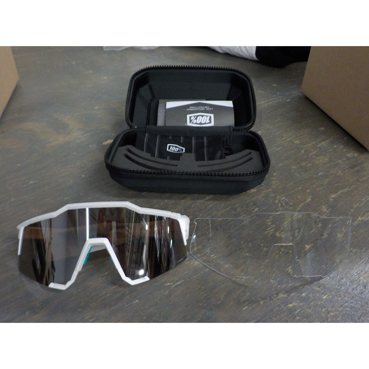 100% Speedcraft Sunglasses - BORA Hans Grohe Team White; HiPER Silver Mirror - Used - Acceptable