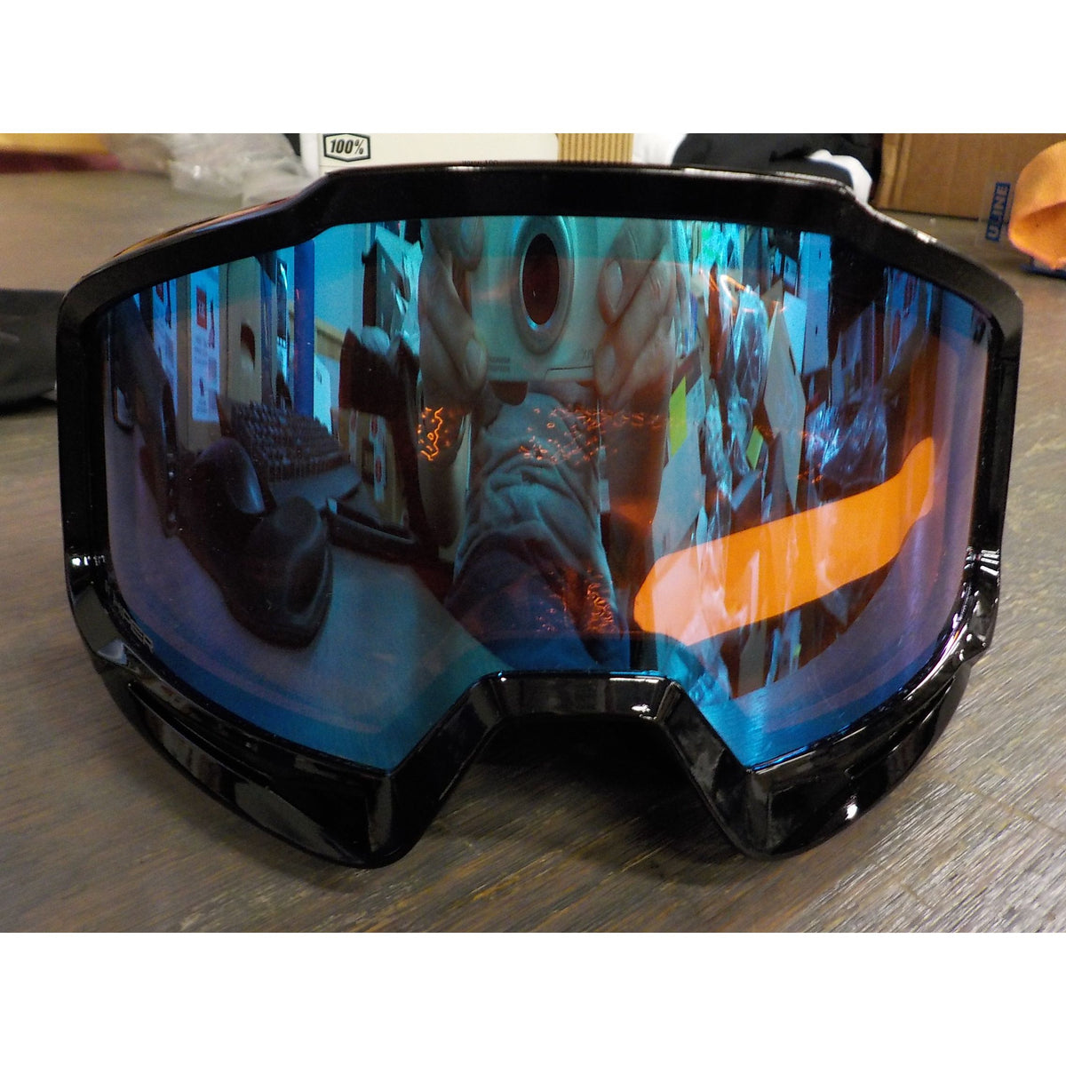100% Okan Hiper Goggle - Black/Turquoise; Mirror Turquoise - Used - Acceptable
