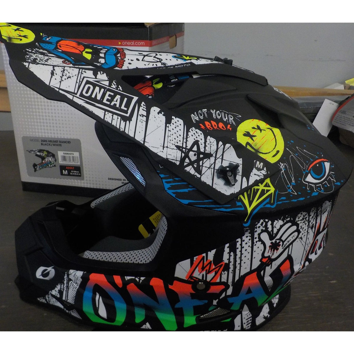 O'Neal 2 SRS Rancid Helmet - Black/White - Medium - Used - Acceptable
