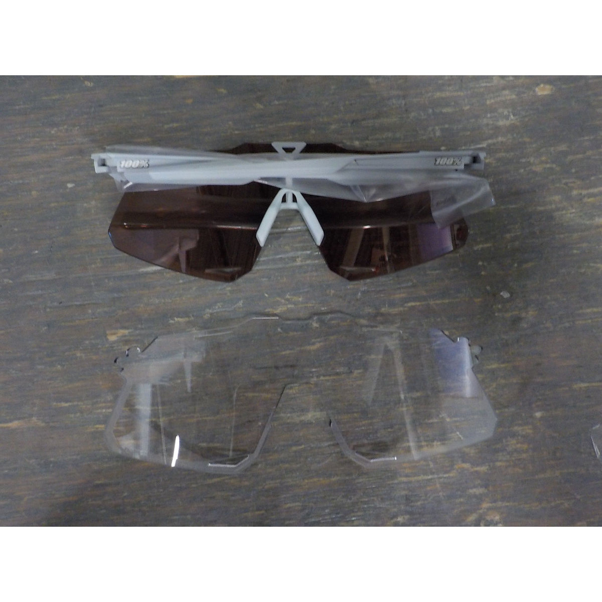 100% Hypercraft Sunglasses - Matte Stone Grey; Hiper Crimson Silver Mirror - Used - Acceptable