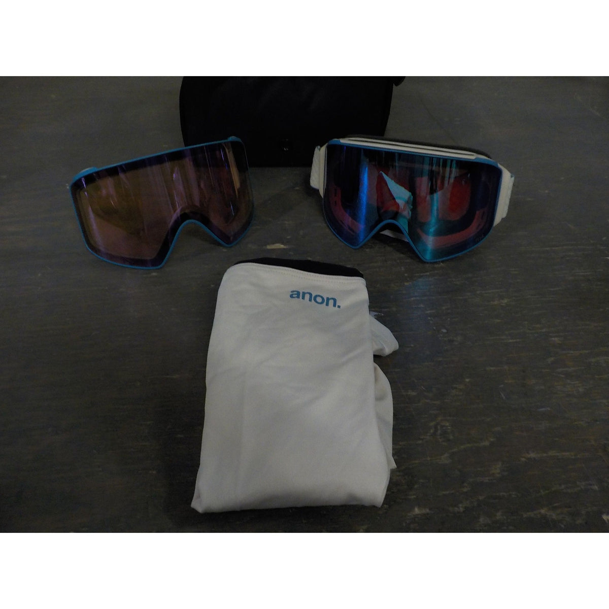 Anon M4 Goggles (Cylindrical) + Bonus Lens + MFI Face Mask - Oat; Prcve Vari Blue + Prcve Cloudy Pk - Used - Acceptable