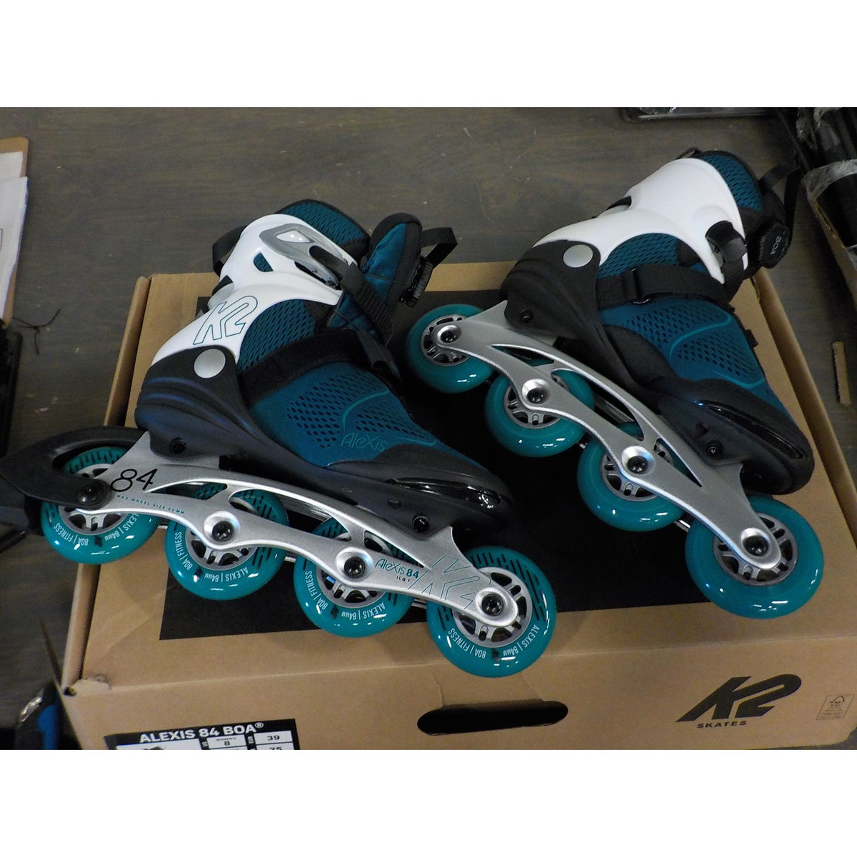K2 Alexis 84 BOA Women's Inline Skates - Teal White - 8 - Used - Acceptable