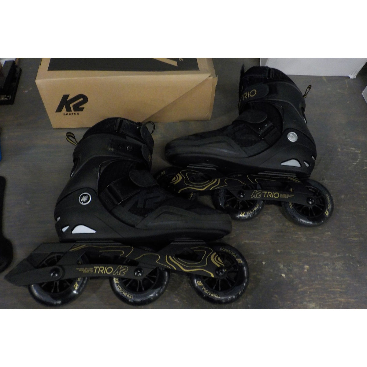 K2 Trio 110 Inline Skates - Black/Gold - 12.5 - Used - Acceptable