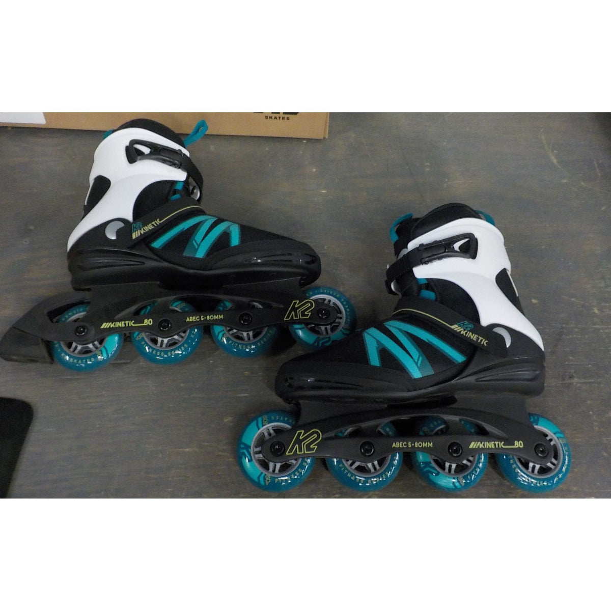 K2 Women's Kinetic 80 Inline Skates - Black/Turquoise - 9 - Used - Acceptable