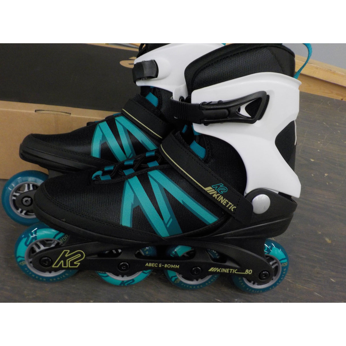 K2 Women&#39;s Kinetic 80 Inline Skates - Black/Turquoise - 11 - Used - Acceptable