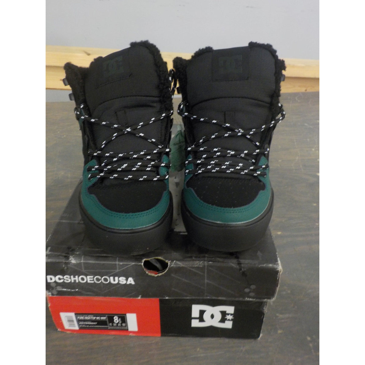 DC Men&#39;s Pure High-Top Winter Shoes - Black/Black/Green - 8 - Used - Acceptable