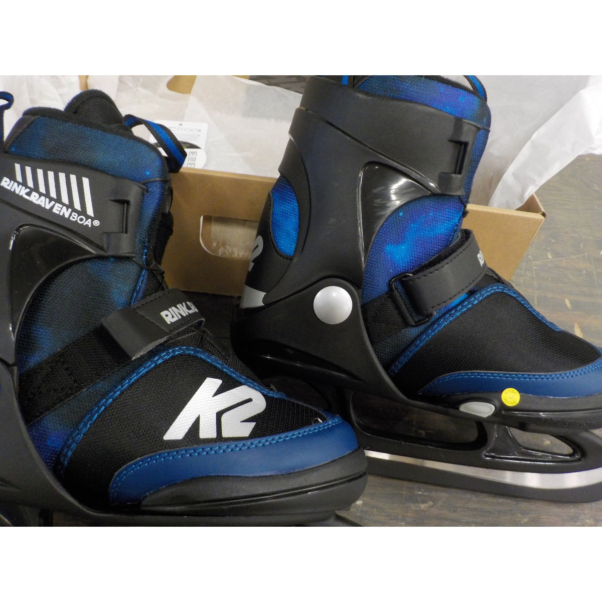 K2 Youth Rink Raven Boa Ice Skate - Black/Blue - 4-8 - Used - Acceptable