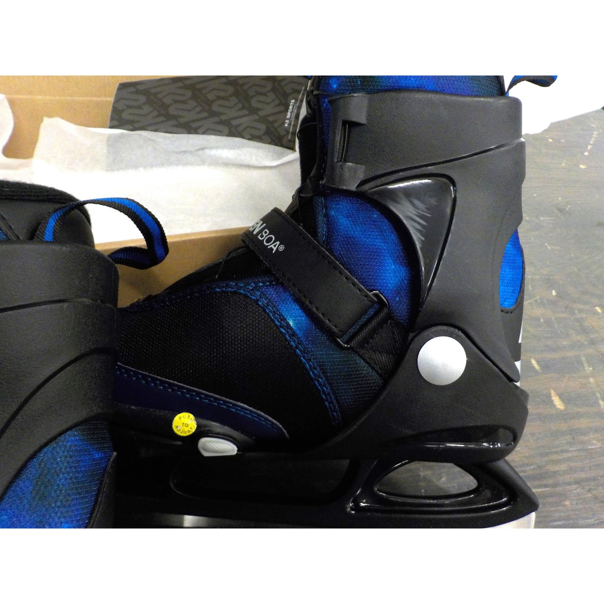 K2 Youth Rink Raven Boa Ice Skate - Black/Blue - 4-8 - Used - Acceptable