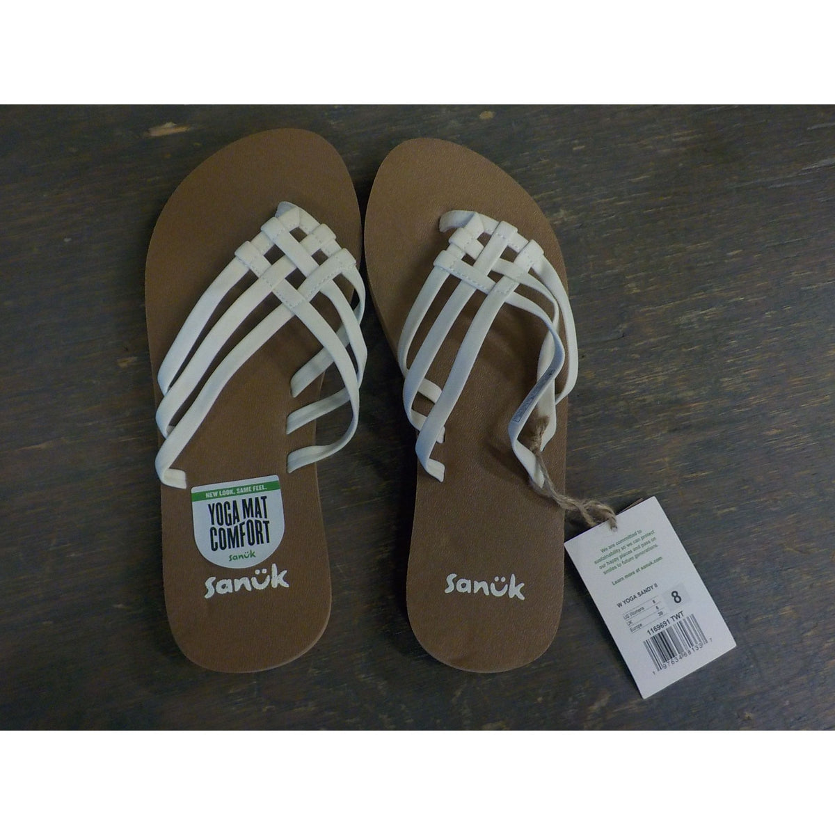 Sanuk Women's Yoga Sandy II - Tan/White - 08 - Used - Acceptable