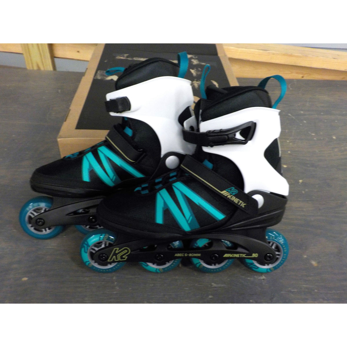 K2 Women&#39;s Kinetic 80 Inline Skates - Black/Turquoise - 10 - Used - Acceptable