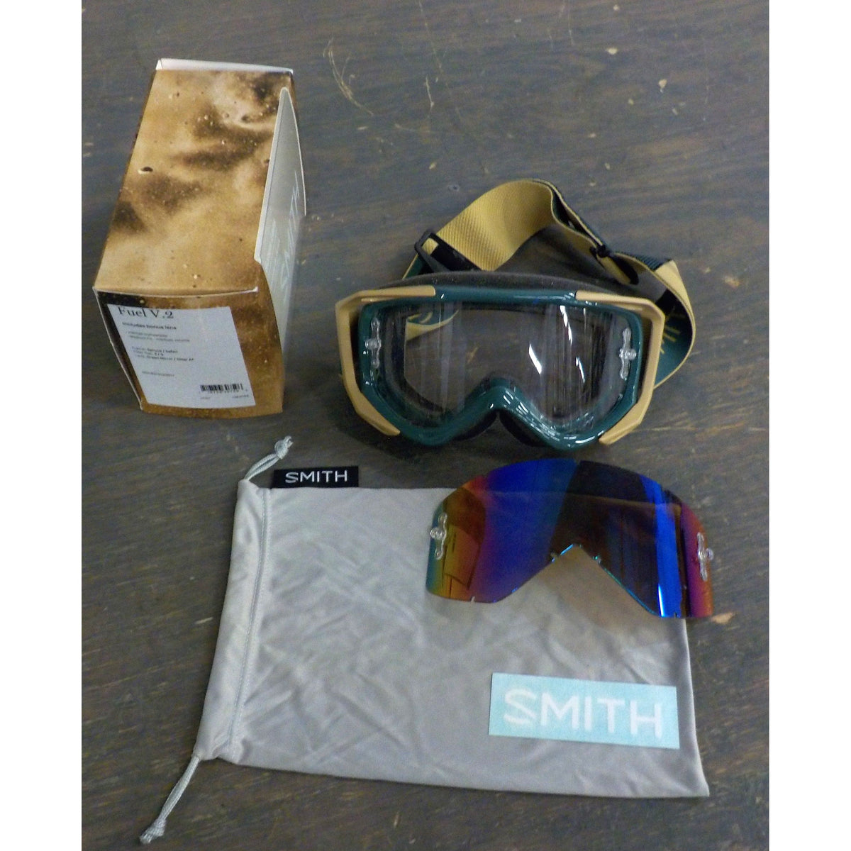 Smith Optics Fuel V.2 Goggles - Spruce/Safari; Green Sol-X Mirror + Clear Anti-Fog - Used - Acceptable