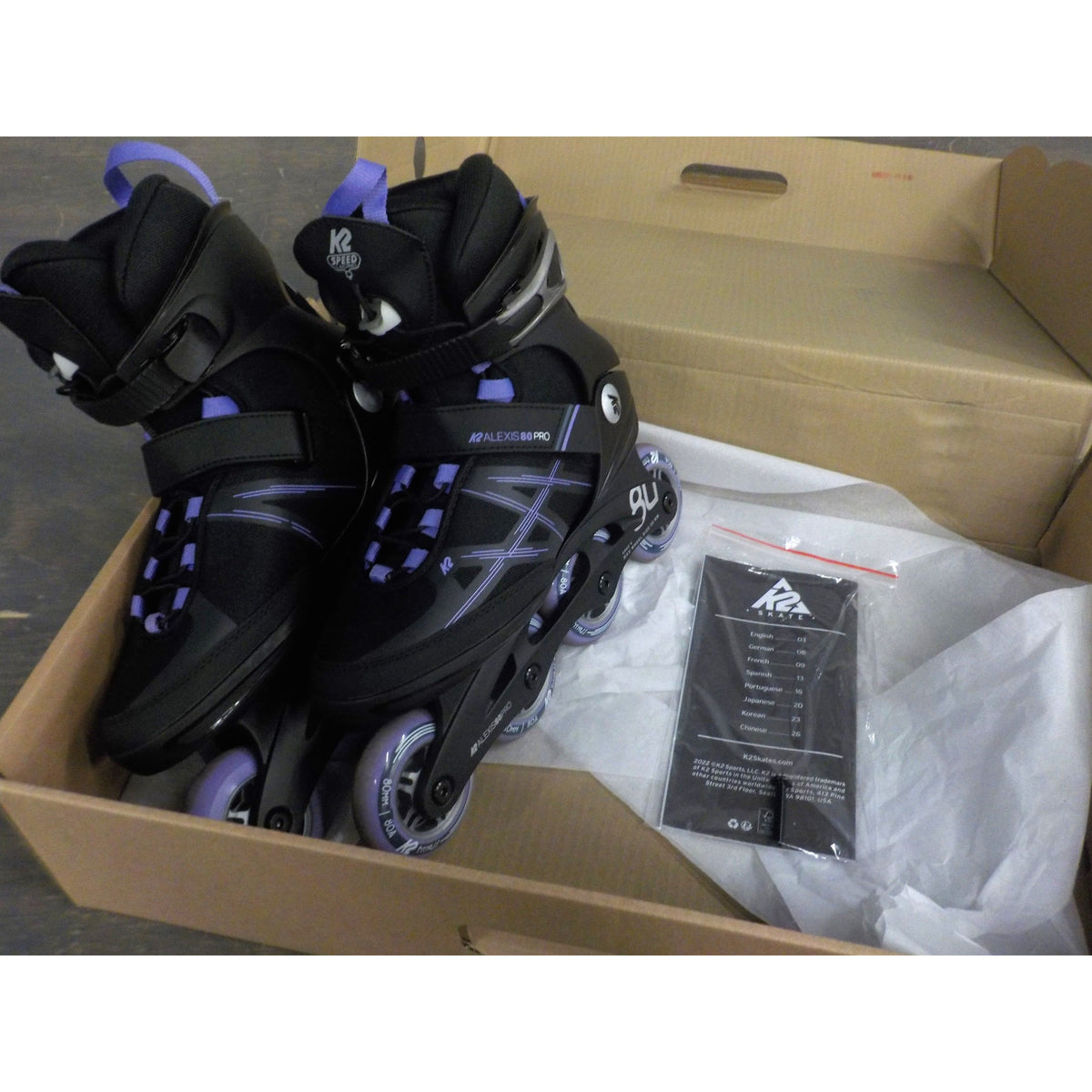 K2 Women&#39;s Alexis 80 Pro Inline Skates - Lavender - 8 - Used - Acceptable
