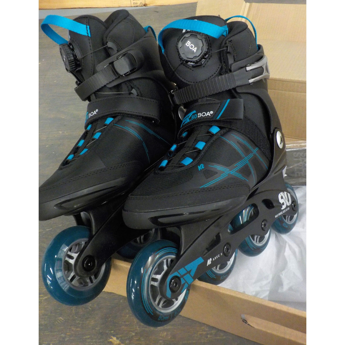 K2 Men&#39;s F.I.T. 80 BOA Skates - Black Blue - 7.5 - Used - Acceptable