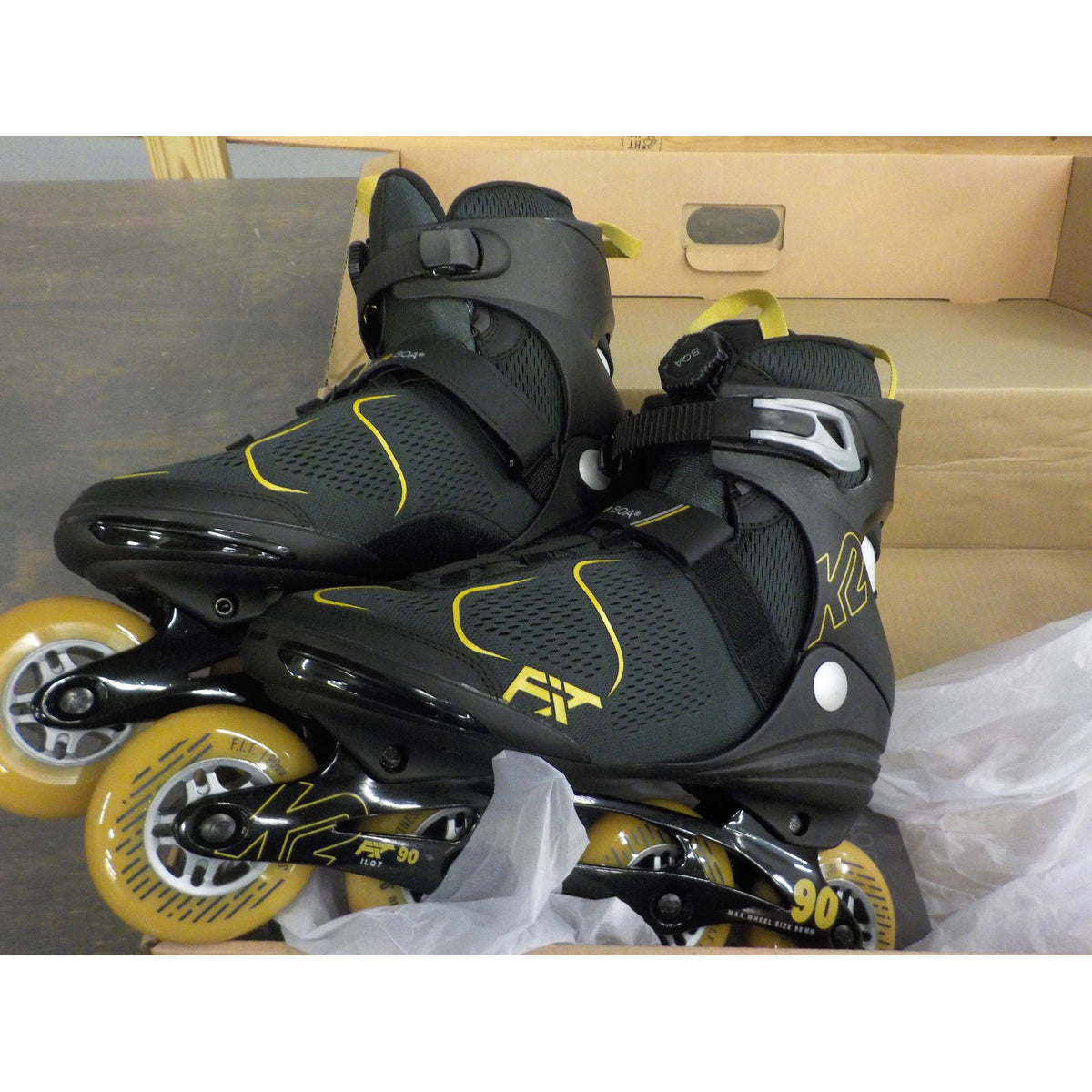 K2 F.I.T. 90 BOA Men&#39;s Inline Skates - Gray Mustard - 11.5 - Used - Acceptable